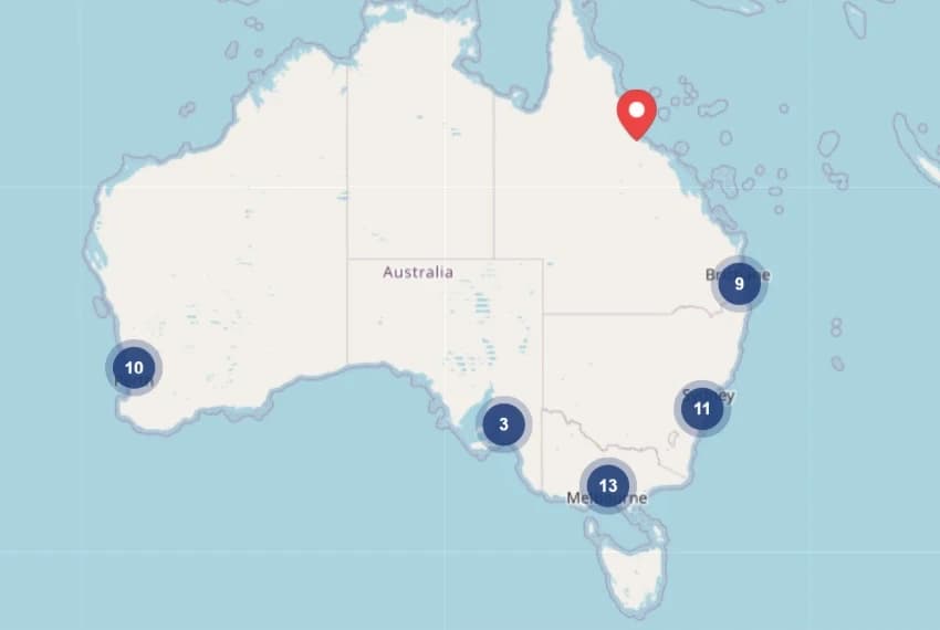 Live map of all managed sites with incident clusters by city